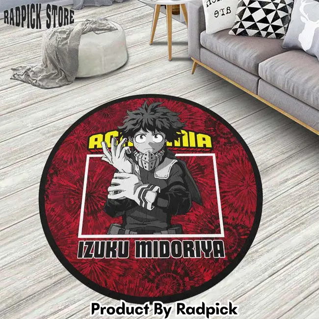 Izuku midoriya round rug custom tie dye style my hero academia anime circle carpet  rp5954664